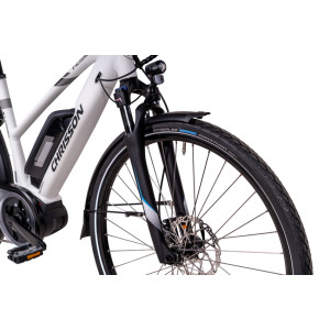 28 Zoll E-Bike Trekking Damen CHRISSON E-ACTOURUS mit 10 Gang Shimano Deore weiß-matt, PowerPack 400