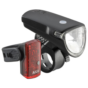 Fahrrad LED-Beleuchtung AXA GREENLINE 40-Lux Set vorne/hinten USB-Akku StVZO