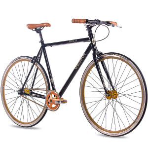 28 Zoll Singlespeed Fixie Bike CHRISSON FG FLAT 1.0 schwarz-gold